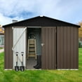 thumbnail image 1 of 10x12 FT Outdoor Storage Shed, Metal Tool Sheds with Updated Frame Structure and Lockable Doors, Garden Shed for Backyard Garden Patio Lawn, Black+Brown, 1 of 7