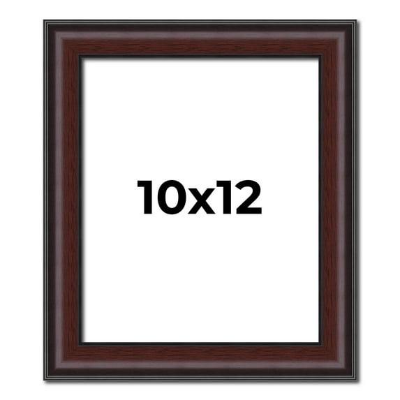 10x12 Frame Brown Round Mahogany Solid Wood Picture Frame | 1.625 Inch Moulding Width | with UV