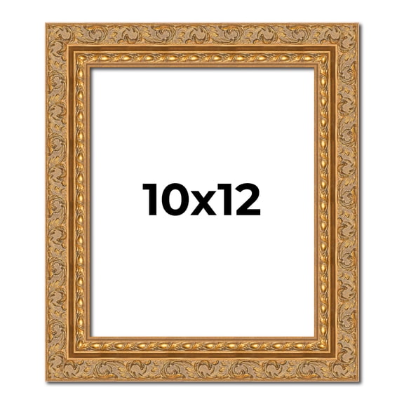 10x12 Frame Gold Ornate Solid Wood Picture Frame | 2 Inch Moulding Width | Firman Traditional Photo