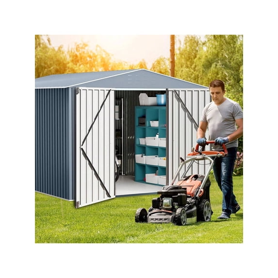 [08X12FT] Alora Large Polypropylene Storage Shed With Reinforced Floor And Lockable Swing Doors (SAK07451)