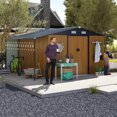 thumbnail image 1 of 10x12 Ft Outdoor Storage Shed, Large Metal Shed with Sliding Doors & Windows, Outside Steel Storage Shed with Vent for Garden, Backyard, Patio Utility, Tool Storage, Yellow, 1 of 9