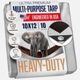 thumbnail image 1 of 10x12 Heavy Duty Tarp, 10 Mil, Waterproof, Tear & Fade Resistant, UV Treated, Grommets Every 18 inches, Reversible Silver/Brown, 1 of 7