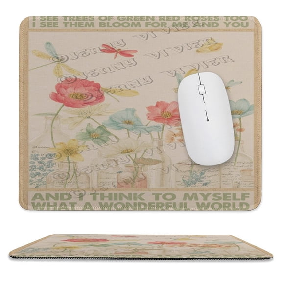 10x12 IN Mouse Pad - Floral Bottle with Dragonfly, Comfortable and Washable, Great for Laptop or Wireless Mouse, Perfect for Kids and Teens on Christmas