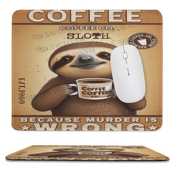 10x12 IN Mouse Pad - Sloth and Coffee Theme, Portable and Non-Slip, Ideal for Home or Office Use, Perfect for Men and Boys on Special Days