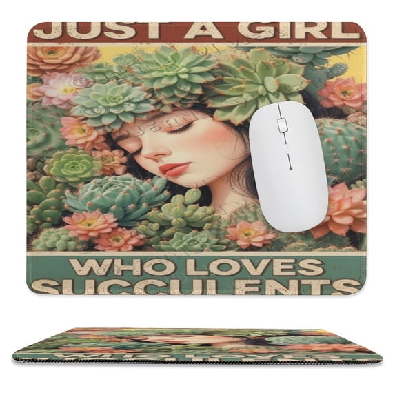 10x12 IN Mouse Pad - Succulent Passion Design, Stitched Edge, Ideal for Gaming or Travel, Perfect for Women and Boys on Birthdays or Christmas