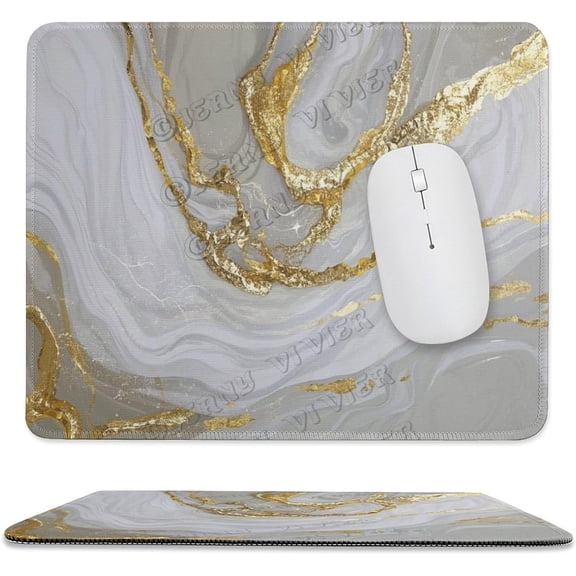 10x12 Inches White and Gold Marble Mouse Pad, Cute Pattern, Non-Slip Base, Ideal for Coworkers and Friends
