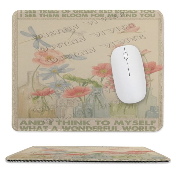 10x12 IN Mouse Pad - Bottle of Flower with Dragonfly Design, Washable and Non-Slip, Great for Computer Use, Perfect for Men and Kids on Special Occasions