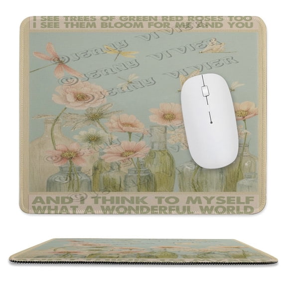 10x12 IN Mouse Pad - Stunning Flower Bottle with Dragonfly, Portable and Comfortable, Perfect for Office or Home Use, Ideal for Teens and Girls on Holidays
