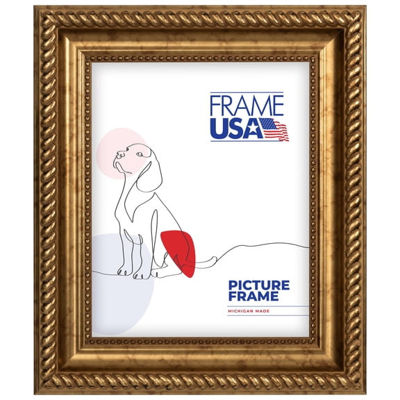 10x12 Picture Frame  Gold Napolean Style 21178-904, 2 Inch MDF Moulding, Includes Glass and Backing Wall Display Frame for Art, Posters, or Photos  Frame USA