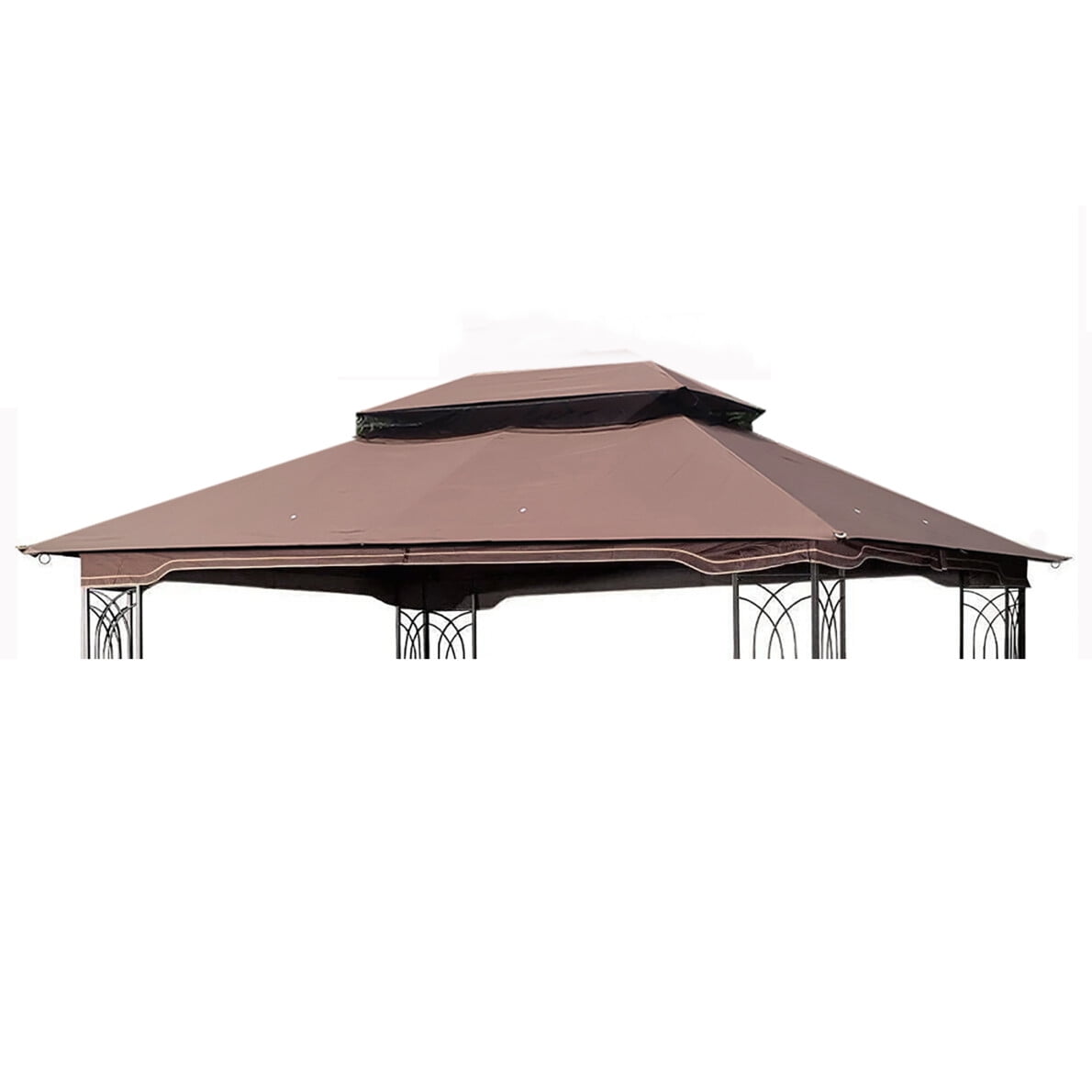10x12 Replacement Gazebo Canopy Cover with Enhanced Drainage System, UV Protection, and Dual-Layer Insect Defense for Double Tiered Outdoor Gazebos, Pergolas, and Patio Canopies (Brown)