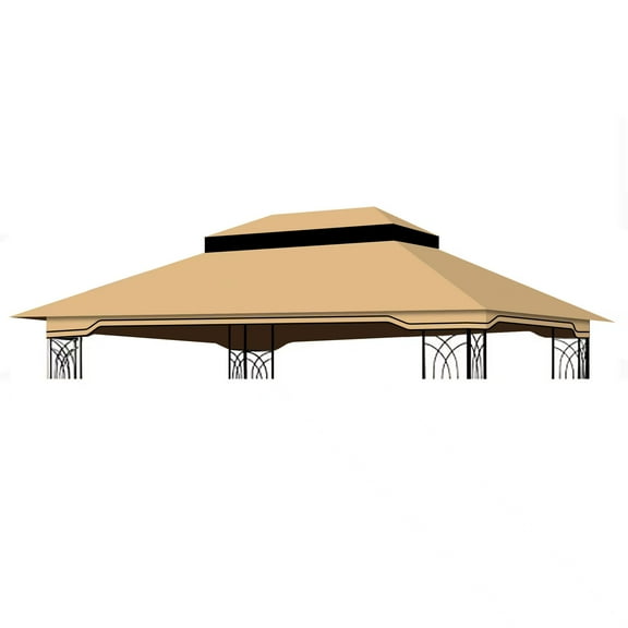 10x12 ft Outdoor Patio Gazebo Replacement Canopy,Double Tiered Gazebo Tent Roof Top Cover Only (Frame Not Include)