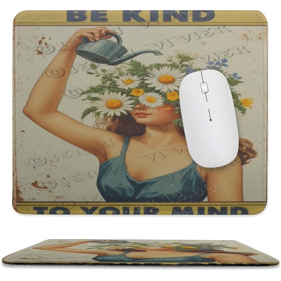 10x12 in Mouse Pad - Be Kind to Your Mind Design, Non-Slip Base, Perfect for Gaming, Office, or Travel, Ideal Gift for Women and Kids on Birthdays