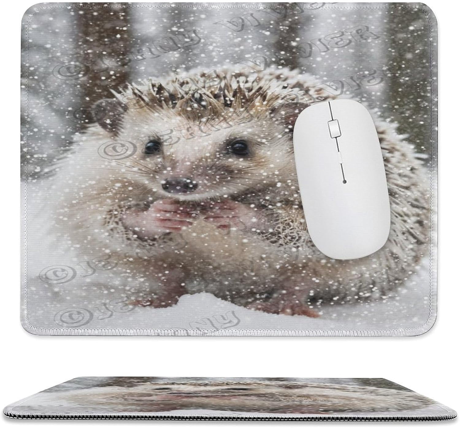 10x12 in Mouse Pad - Winter Hedgehog Design, Non-Slip Base, Perfect for ...