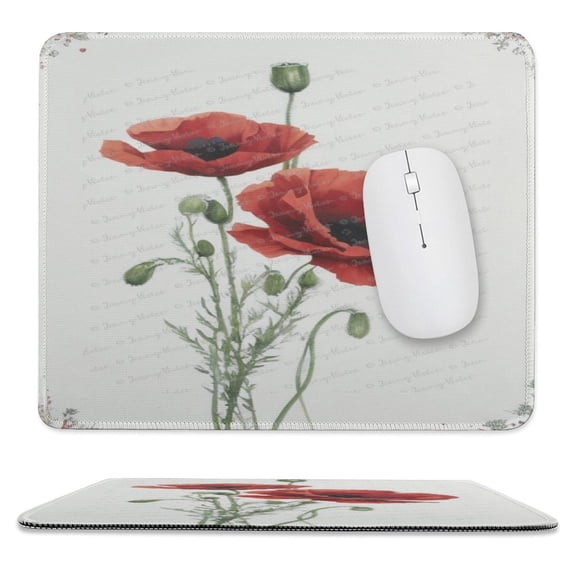 10x12 inch Mouse Pad Non-Slip Rubber Mouse Pads, Poppy, Flower Decor