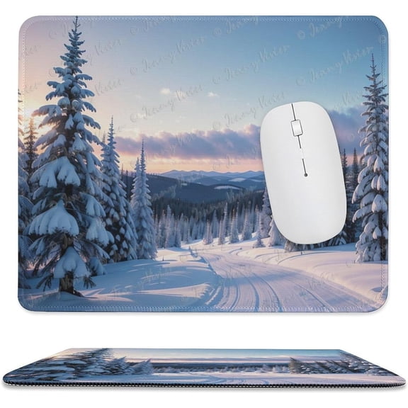 10x12 inch Mouse Pad Square Winter Landscape Snowy Fields Frozen, Non-Slip Rubber Base Mousepad Cute Mousemat Gaming Mouse Mat for Laptop Computer Work Office Home A4