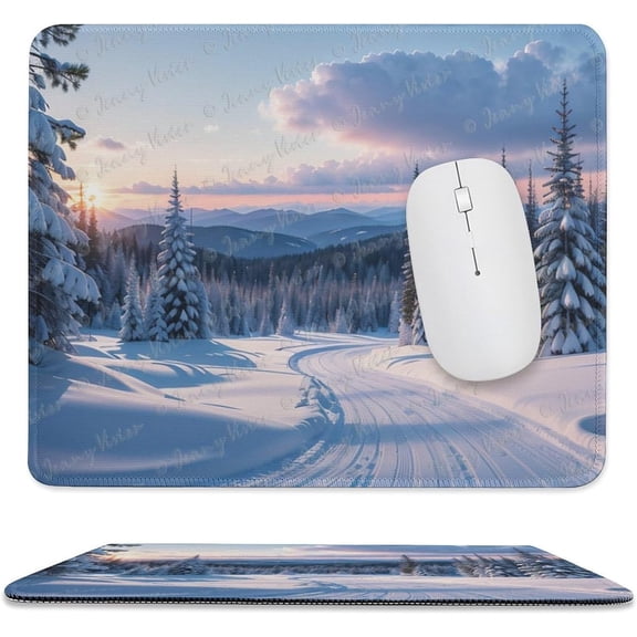 10x12 inch Mouse Pad Square Winter Landscape Snowy Fields Frozen, Non-Slip Rubber Base Mousepad Cute Mousemat Gaming Mouse Mat for Laptop Computer Work Office Home A1