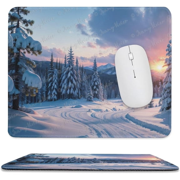 10x12 inch Mouse Pad Square Winter Landscape Snowy Fields Frozen, Non-Slip Rubber Base Mousepad Cute Mousemat Gaming Mouse Mat for Laptop Computer Work Office Home A3