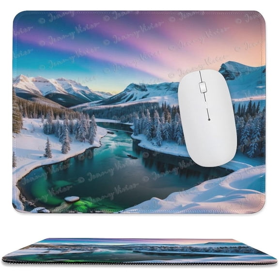 10x12 inch Mouse Pad Square Winter Landscape Snowy Fields Frozen, Non-Slip Rubber Base Mousepad Cute Mousemat for Laptop Computer PC Office Home, Mountain Nature Mouse Pad A10