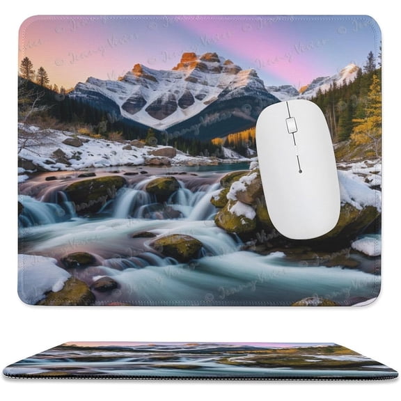 10x12 inch Mouse Pad Square Winter Landscape Snowy Fields Frozen, Non-Slip Rubber Base Mousepad Cute Mousemat for Laptop Computer PC Office Home, Mountain Nature Mouse Pad A5