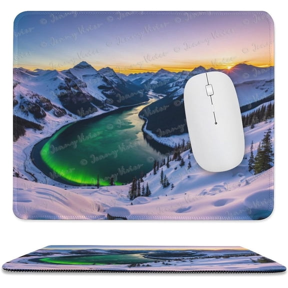 10x12 inch Mouse Pad Square Winter Landscape Snowy Fields Frozen, Non-Slip Rubber Base Mousepad Cute Mousemat for Laptop Computer PC Office Home, Mountain Nature Mouse Pad A7
