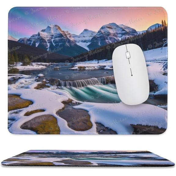 10x12 inch Mouse Pad Square Winter Landscape Snowy Fields Frozen, Non-Slip Rubber Base Mousepad Cute Mousemat for Laptop Computer PC Office Home, Mountain Nature Mouse Pad A11