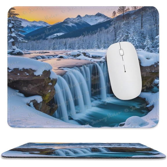 10x12 inch Mouse Pad Square Winter Landscape Snowy Fields Frozen, Non-Slip Rubber Base Mousepad Cute Mousemat for Laptop Computer PC Office Home, Mountain Nature Mouse Pad A13