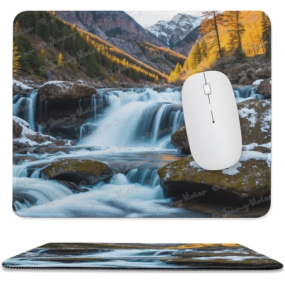 10x12 inch Mouse Pad Square Winter Landscape Snowy Fields Frozen, Non-Slip Rubber Base Mousepad Cute Mousemat for Laptop Computer PC Office Home, Mountain Nature Mouse Pad A12