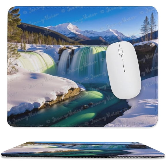 10x12 inch Mouse Pad Square Winter Landscape Snowy Fields Frozen, Non-Slip Rubber Base Mousepad Cute Mousemat for Laptop Computer PC Office Home, Mountain Nature Mouse Pad A8