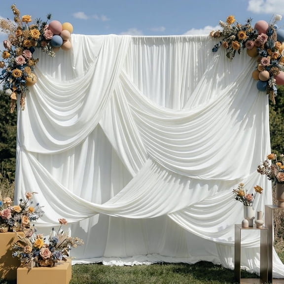 10x12ft Backdrop Curtain for Wedding Parties, Wrinkle Free Silky Polyester 2 Panels 5x12ft Draping Fabric Photo Backdrop Drapery Drop Cloth for Birthday Photography Background