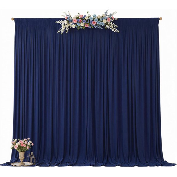 10x12ft Navy Blue Backdrop Curtains Wedding Party Drapes for Backdrop Bridal Shower Prom Birthday Graduation Photo Backdrop Draping Fabric 5x12FT, 2 Panels