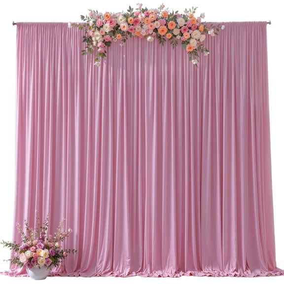 10x12ft Rose  Backdrop Curtains Wedding Party Drapes for Backdrop Bridal  Shower Prom Birthday Graduation Photo Backdrop Draping Fabric 5x12FT, 2 Panels