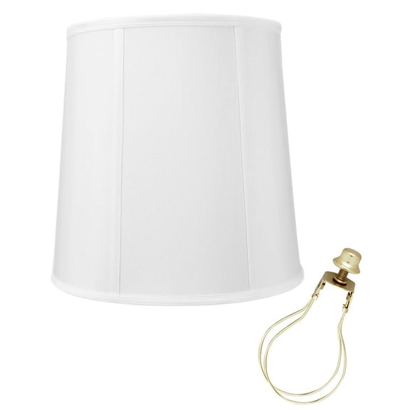 10x12x12" CLIP-ON FITTER White Shantung Fabric Drum Lampshade