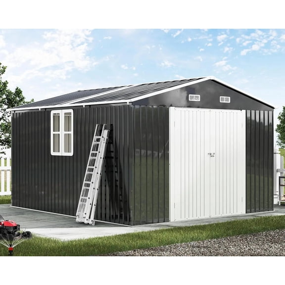 10x12x7 FT Outdoor Storage Shed with 2 Transparent Panels, Customized