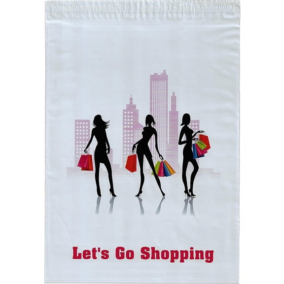 10x13 Bags Poly Mailer Envelopes Bag (500) Lets Go Shopping Pink Designer Fashion Poly Mailers Shipping Envelopes Boutique Custom Bags By ValueMailers