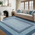 thumbnail image 1 of 10x13 Blue Boho Braided Print Area Rug, Machine Washable, Non-Slip, Low Pile, 1 of 9
