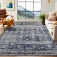 thumbnail image 1 of 10x13 Blue Vintage Distressed Farmhouse Area Rug – Washable Non-Slip Low Pile Carpet for Living Room, Bedroom, Office, 1 of 19
