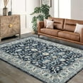 thumbnail image 1 of 10x13 Boho Vintage Rug Soft Large Washable Area Rug Non-Slip Non-Shedding Faux Wool Vintage Rug for Living Room, Kids Playroom, Dining Room (Blue), 1 of 6