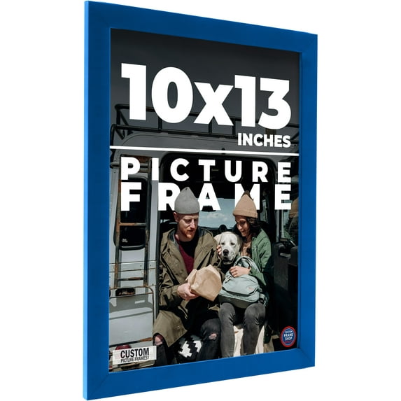 10x13 Classic Modern Blue Picture Frame - UV Acrylic, Foam Board Backing, Hanging Hardware