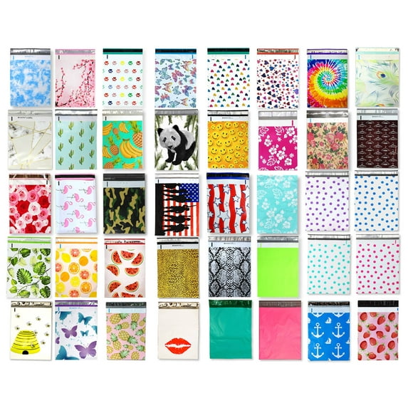 10x13 Designer Quality Poly Mailers, Self Adhesive Shipping Colorful Design Mail bags, Colored Flat Envelopes