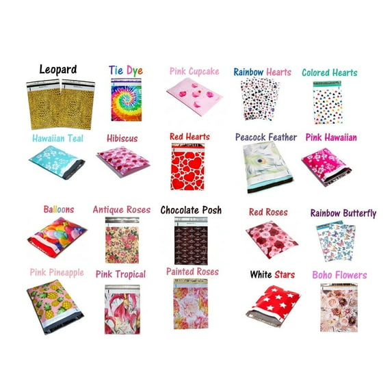10x13 Designer Quality Poly Mailers, Self Adhesive Shipping Colorful Design Mail bags, Colored Flat Envelopes