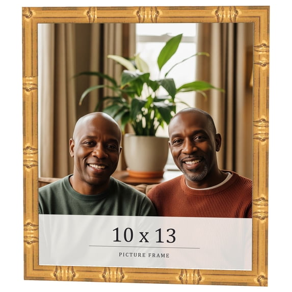 10x13 Frame Gold Bamboo Solid Wood Picture Frame | 1 Inch Moulding Width | Interior Frame Depth