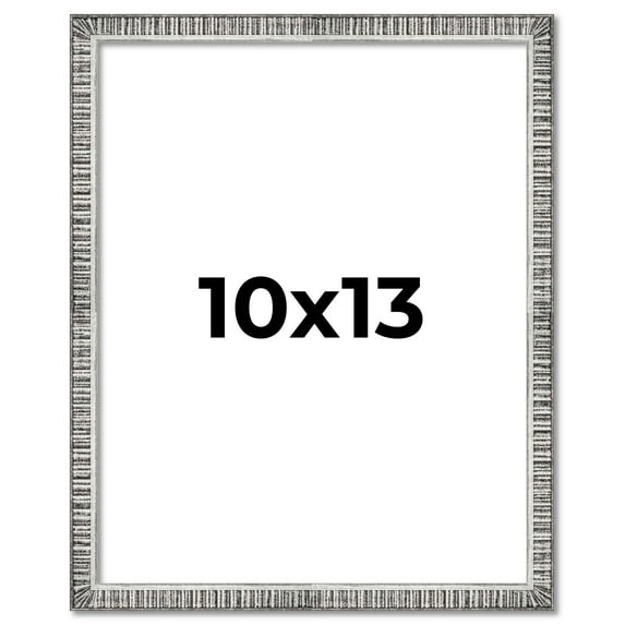 10x13 Frame Silver Grey Distressed Solid Wood Picture Frame | 0.75 Inch Moulding Width | Interior