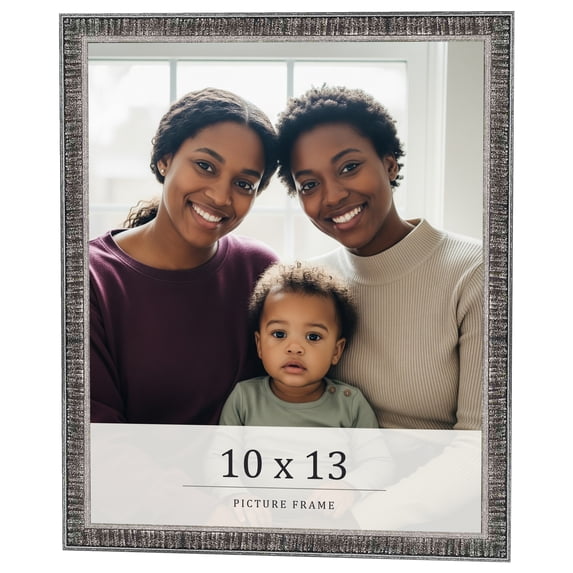 10x13 Frame Silver Grey Distressed Solid Wood Picture Frame | 0.75 Inch Moulding Width | Interior