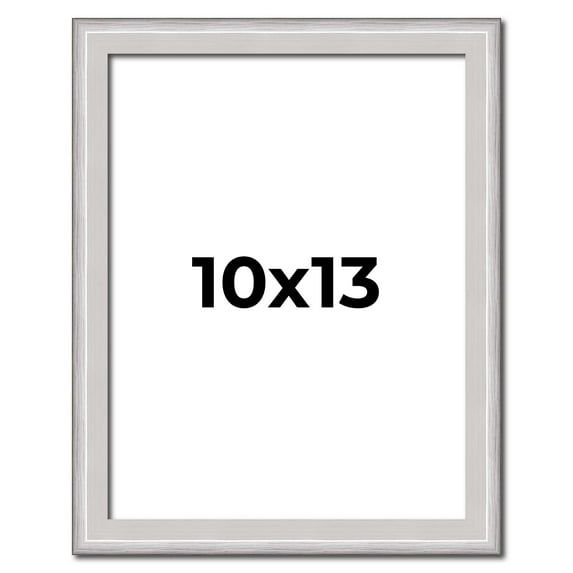 10x13 Frame Silver Inner Slope Bevel Picture Frame | 1 Inch Moulding Width | 0.75 Inch Rabbet Depth