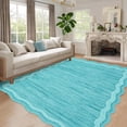 thumbnail image 1 of 10x13 Large Area Rugs for Living Room Scalloped Washable Rug Soft Non Slip Floor Carpet Modern Abstract Irregular Rug Low-Pile Foldable Thin Rugs for Dining Room Office Nursery Dorm Teal, 1 of 7