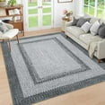 thumbnail image 1 of 10x13 Large Living Room Rug Braided Print Rug Boho Accent Throw Carpet Farmhouse Rustic Dining Room Carpet Non Slip Geometric Bordered Bohemian Carpet for Bedroom Home Decor Office, Grey, 1 of 9