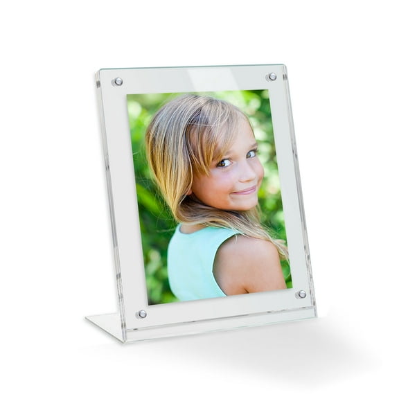 10x13 Magnetic Acrylic Frame Table Stand Includes Gold Magnetic Front Cover to Easily Change Photos - Made in the USA