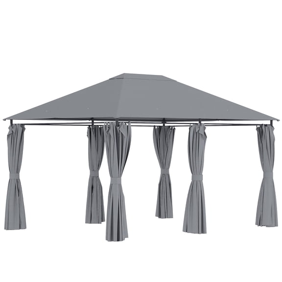 10x13 Outdoor Patio Gazebo with 6 Removable Sidewalls, Steel Frame Canopy Shelter for Garden Lawn Backyard Deck, Gray