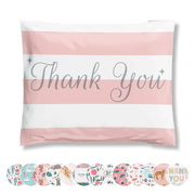 10x13 Poly Mailers Pack of 100 Reusable Shipping Supplies Envelopes Mailing Bags Clothing Small Business Plastic Packaging Sticky Self Seal Cute Thank You Pink Stripe Bubble Gum