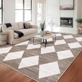 thumbnail image 1 of 10x13 Washable Area Rugs Distressed Checkered Rug for Living Room, Bedroom, Nursery, Non Slip Modern Trellis Office Carpet, Low Pile Neutral Soft Dining Room Rug, Brown, 1 of 9